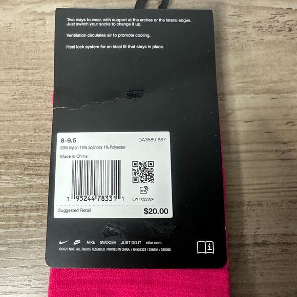 NWT Nike Women Spark Lightweight No Show Run Socks Pink Size Medium (DA3589-667) - Picture 9 of 9